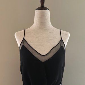 Aritzia Babaton Sheer Trim V-neck Black Cami